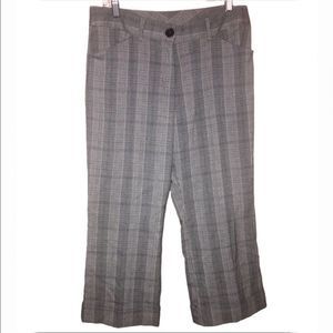 Ninety Black & Gray Plaid Dress Wide Leg Capris 8